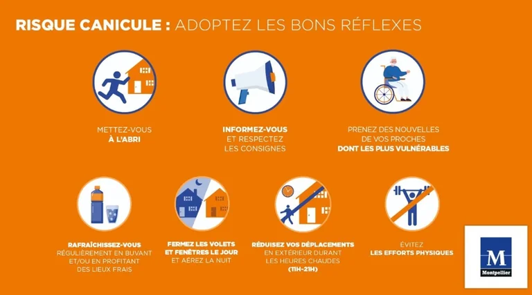 Montpellier face aux fortes chaleurs : les gestes à prévoir: ce qu'il faut retenir