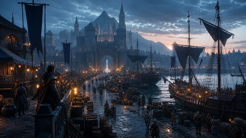 Illustration originale d’un monde MMORPG fantastique pour un guide de serveurs