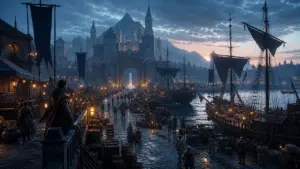 Illustration originale d’un monde MMORPG fantastique pour un guide de serveurs